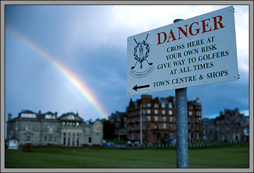 Warnschild auf dem Old Course